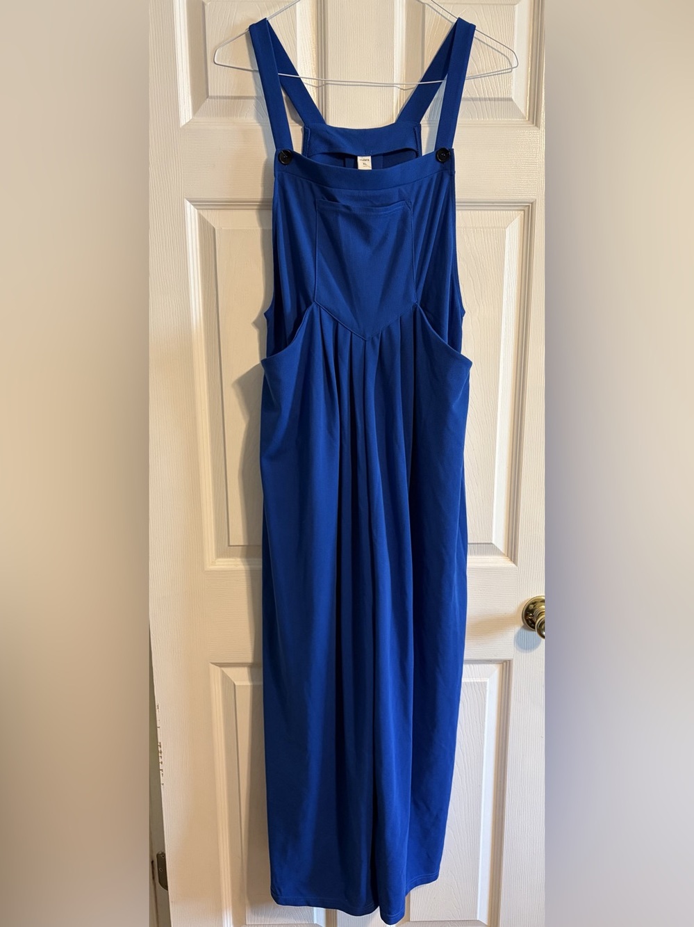 Halara XL Petite Royal Blue Waffle Wide Leg Overalls Jumpsuit NWT